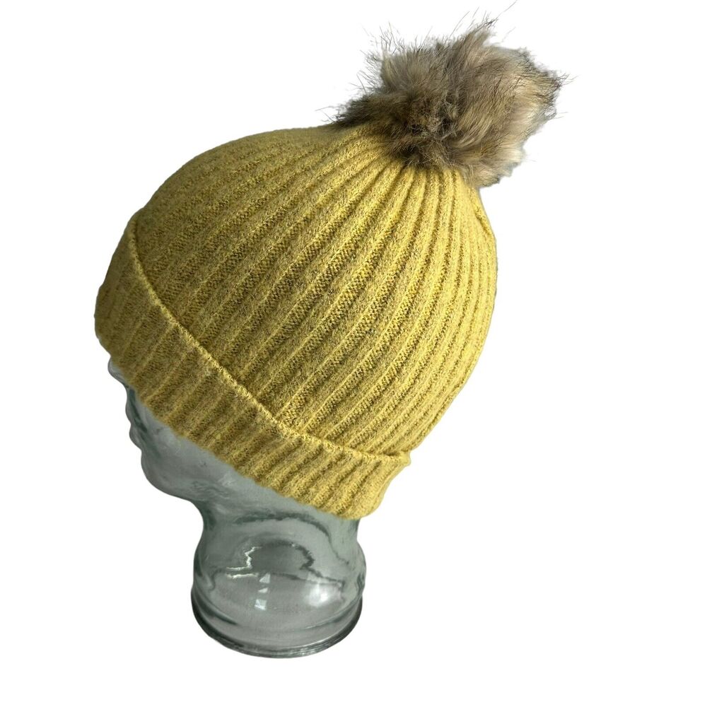 Virginia Wolf NYC Soft Pom Pom Beanie Hat Sunray Sunshine - Picture 4 of 5